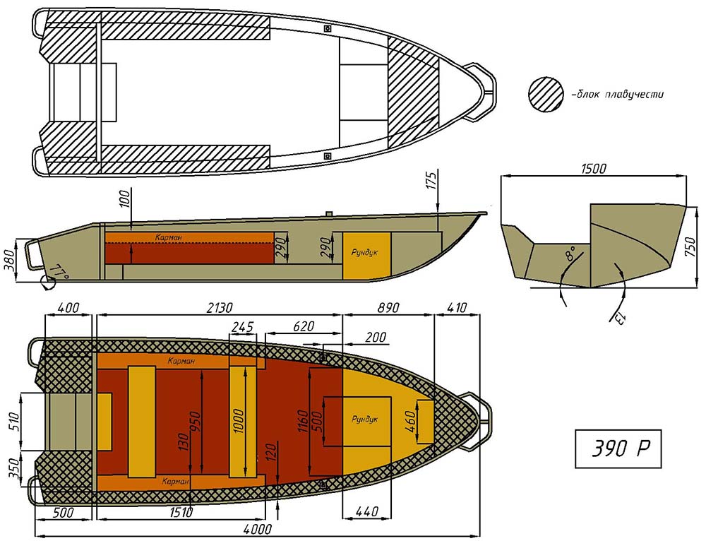 чертёж для - Wyatboat-390Р Увеличенный борт
